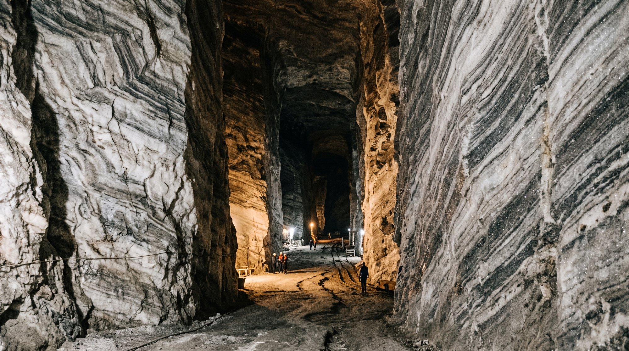 Carpathian salt mine layers, formed long before modern microplastics